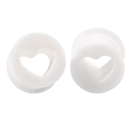 Walbest Plugue de orelha 1 peça unissex em forma de coração de silicone, alargador de túnel, piercin