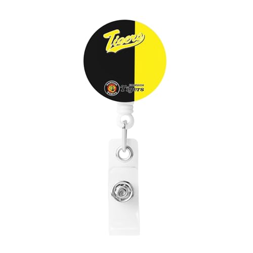吊り下げ名札用リール 阪神タイガース 名札ホルダー IDカードホルダ 伸縮式バックル 軽量 クリップ付き 胸に固定 円形 人気 おしゃれ 名札入れ 定期入れ パスケース 社員証 通行証 落下防止 プレゼント 最長58cm