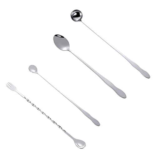 FUNOMOCYA 6pcs Long Handle Spoon Ice Cream Spoon Stainless Spoons Iced Teaspoon Sugar Spoon Drink Mixing Spoon Mixing Spoons Tasting Spoons Dinner Spoon Ice Spoon Ice Cream Scoop