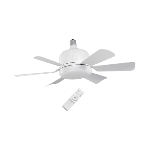 Ventilateur de plafond E27 avec lampe télécommandée blanc pour salon