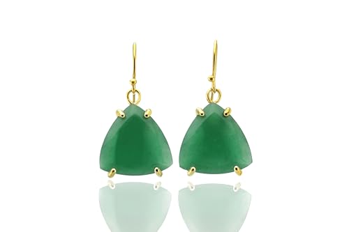 Boucles d'oreilles aventurine verte en or fait main pour femme élégante