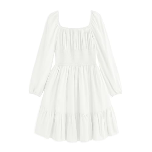 Simplee kids Girls Dresses Fall Long Sleeve Dress for Girl Tween Off Shoulder Smocked Dresses Size 4-15 Years2