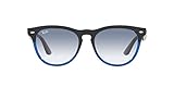 Ray-Ban RB4471 Iris Round Sunglasses, Black on Transparent Blue/Clear Gradient Light Blue, 54 mm