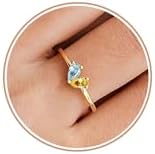 Gold Birthstone Rings for Women Non Tarnish Stackable Ring Dainty 14K Gold Plated Heart CZ Emerald Gemstone Ring Wedding Engagement Promise Ring Birthday Personalized Valentines Day Gifts for Her