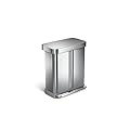 simplehuman 58 Liter / 15.3 Gallon Rectangular Hands-Free Dual Compartment Recycling Kitchen Step Trash Can with Soft-Close Lid, Brushed Stainless Steel