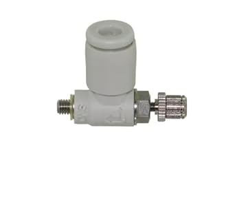 SMC AS1201F-M3-04 Air Flow Control Valve with Push-to-Connect Fitting, PBT & Stainless Steel, Elbow, M3 Male x 4 mm Tube OD Pack of 10