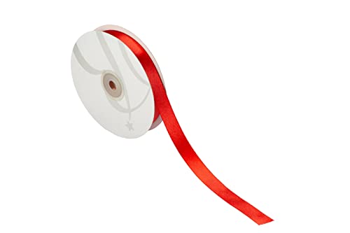 Nastro Doppio Raso 10mm X 50 Metri per Artigianato, Natale, Decorazioni, Adatto Per confezionare Regali, Feste di Compleanno, Matrimoni, Bomboniere (Rosso)