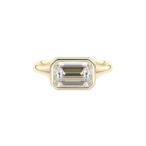 1-2-3-4-5 Carat Emerald Cut VVS1-2 D/E/F Color IGI Certified Lab Grown Diamond Bezel Set East West Engagement Ring For Women