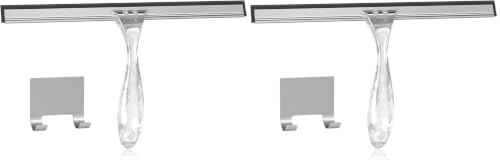 Image of AmazerBath Squeegee for Shower Glass Door, Shower Squeegee for Glass Doors - All-Purpose Squeegee with Hook for Shower Doors, Windows, Mirrors, Tiles and Car Glass, 12 Inches - Clear (Pack of 2)