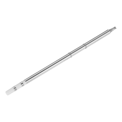 Image of HARFINGTON Soldering Iron Tips T12-D4 Flat Edge 4mm Chisel Width Nickel-Plated Solder Welding Replacement Tip for Electrical Solder Station, Silver