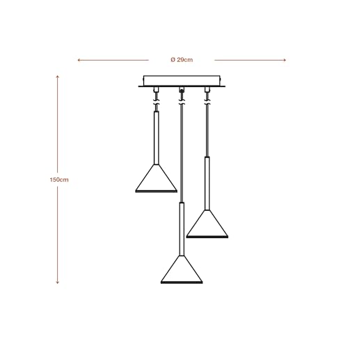 Decor Fuji 3xPendant triple lámpara negra de 13W que distribuye luz cálida uniforme 5