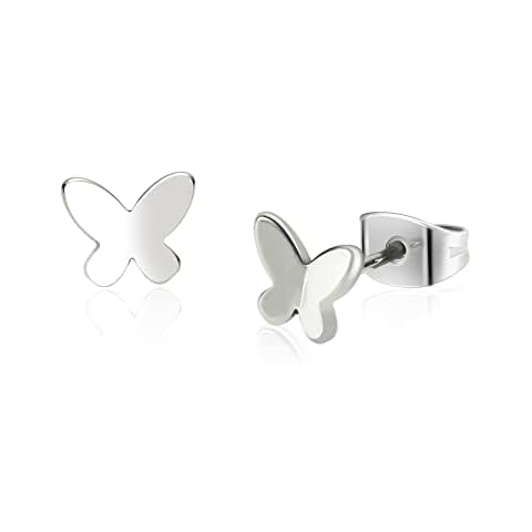 Titanium Earrings Studs for Women, Cute Tiny Cat/Dinosaur/Cross/Star Moon/Heart Earrings Gold/Rose Gold/Silver, Titanium, No Gemstone Cover