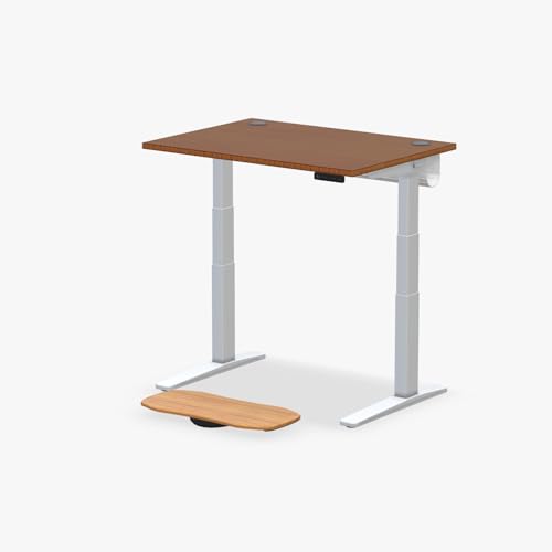 Image of UPLIFT DESK Dark Bamboo (42 x 30 inch) Standing Desk 2-Leg V3 Adjustable Stand Up C-Frame (White), Advanced Keypad, Wire Grommets, Wire Tray, Rocker Board
