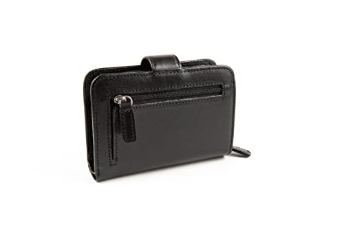 Women's Wallet Leather RFID Coin Purse Billfold Accordion Black4