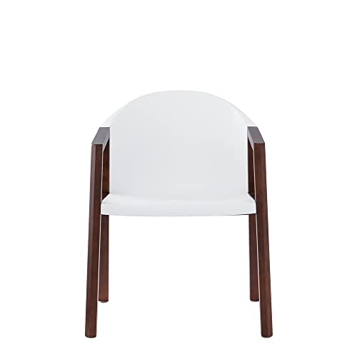 Starway Wooden Dining Chairs Set Of 2,Mid Century Modern Style Accent Chairs With Wood Arm & Legs, Side Chairs Arm Chairs For Living Room, Dining Room, Kitchen, Guest Room, Bedroom And More (White) #TOP1