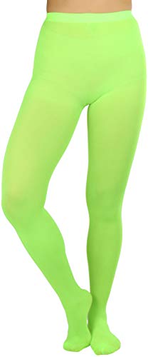 ToBeInStyle Womens Opaque Solid Color Nylon Tights Pantyhose Hosiery - Neon Green - One Size