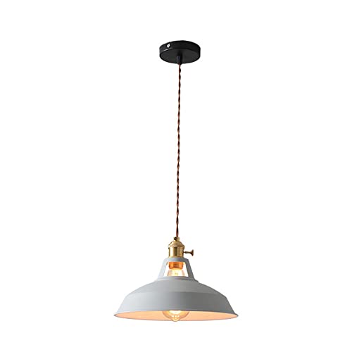 LIRRGHTE Suspension Luminaire Nordique Lustre Moderne Abat Jour en Métal E27 Lampe Suspension de Mode Colorées pour Salle à Manger Cuisine Chambre(Gris Clair)