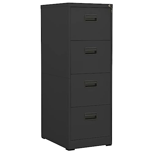 Festnight Armario Archivador Armarios Archivador Oficina de Acero Cajonera Oficina en Color Antracita con 4 Cajones y Cerradura 46 x 62 x 133 cm