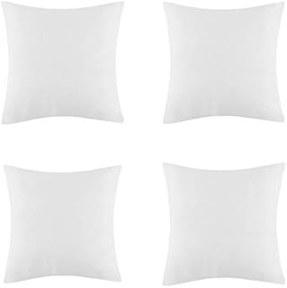 Iyan Soft Furnishing 4 Pack of Size 18" x 18" Cushion Pad Cushion Inner (45cm x 45cm) - Pure White Plump Luxury Sham Inserts with Bounce Back Hollow Fibre, Standard Square MADE IN UK
