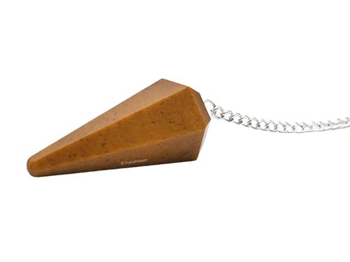 Image of Yellow Jasper Pendulum Dowsing Tool - Natural Crystal Pendulum for Spiritual Guidance - Premium Dowser Pendulum for Accurate Divination and Energy Healing - Perfect for Energy Healing and Chakra Balancing - Handcrafted with Precision and Elegance