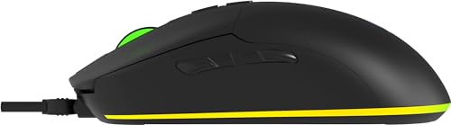 TAUROX Gaming Mouse - Mouse da gaming con cavo, illuminazione LED multicolore, connessione USB, mouse per PC cablato con 5 tasti, due interruttori DPI fino a 7.200 dpi, cavo rivestito, nero - Mouse gaming - Immagine 1