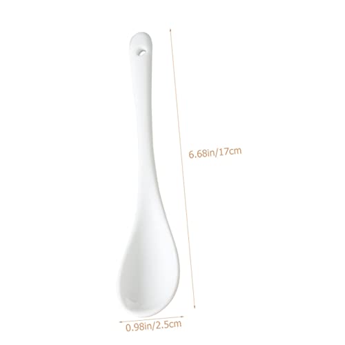 GLEAVI Ceramic Stirring Spoons Long Handle Coffee Stirrer Reusable Mixing Spoons Party Supplies 6pcs Large Soup Stirring Set