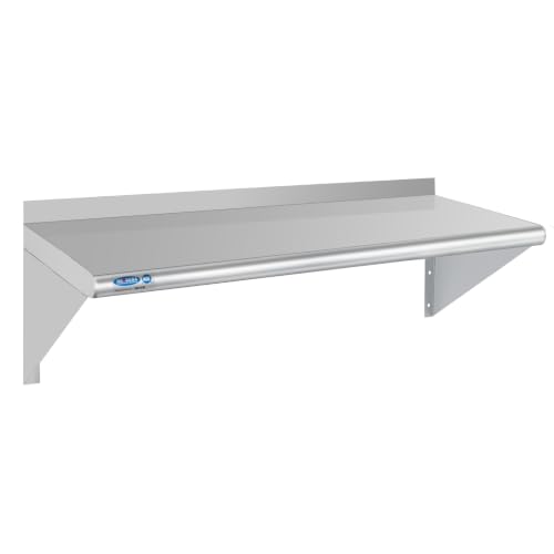 Image of HARDURA Stainless Steel Shelf 12 inch x 36 inch, 230lb Commercial Shelves Wall Mount Metal Shelving with Backsplash and Brackets for Kitchen, Restaurant, Laundry Room and Home