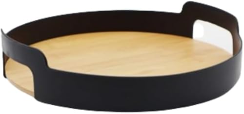 SLLS 木製 トレイ 丸トレー 和風 ティーカフェ コーヒートレー 料理 フルーツ 定食盆 大皿 お盆 卓上用 北欧シンプル おしゃれ カフェ トレイ 人気 茶道具 業務用 家庭用