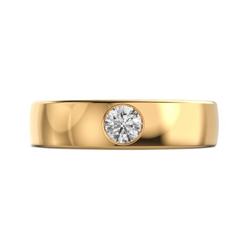 Bague de fiançailles solitaire argent résistant et moissanite ronde anti-rayures homme