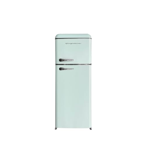 Image of Frigidaire, 2 Door Apartment Size RETRO Refrigerator with Top Freezer, Chrome Handles, 7.5 cu ft, GREEN