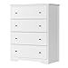 Kommode mit 4 Schubladen Mehrzweckschrank Weiß Sideboard für Wohnzimmer Esszimmer Schlafzimmer Flur Badezimmer 74 x 40 x94 cm