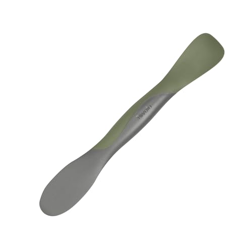 Image of Tovolo Mini Scoop and Spread Tool for Kitchen Meal Prep Small Sandwich Spreader Spatula for Peanut Butter Jelly, Silicone BPA Free Dishwasher Safe Scooper Spreader, Thyme Green and Charcoal Gray