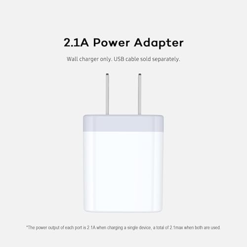 Image of 5Pack USB Wall Charger, Charger Adapter, AILKIN 2.1Amp Dual Port Quick Charge Plug Cube for iPhone 17 /Air /16e /16 /15 /14 /13 /12 /SE /11 Pro Max, Samsung Galaxy, Moto, Kindle Fire Charging Box Block