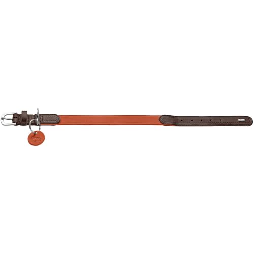 HUNTER Hundehalsband LEMVIG, Farbe: Cognac/Oliv, Leder, belastbar & strapazierfähig, angenehm weich, komfortabel, elegant & trendig, Made in Germany, Größe: 55