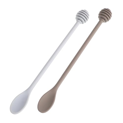 OFFSCH Honey Dippers Set Silicon Honey Dippers Long Handle Honey Stirring Spoon for Honey Syrup Molasses
