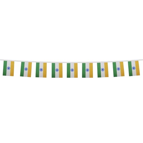 Image of AZ FLAG India 6 meters BUNTING Flag 20 flags 9'' x 6'' - Indian STRING flags 15 x 21 cm
