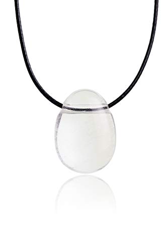 PURAJA Pendentif en pierre précieuse en véritable pierre naturelle: Cristal de roche | Chaîne en cristal avec pendentif en forme de goutte y compris un...