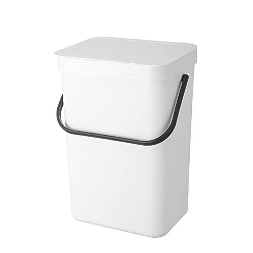 Poubelle de 12l avec couvercle suspendu en plastique blanc pour bureau