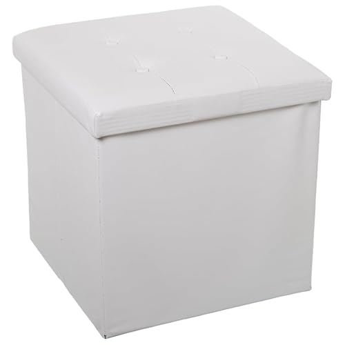 DRW Puf pegable con almacenaje 45x45x45 cm (Blanco Polipiel)