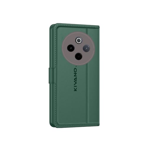 Image of KIVANO LUXE Compatible for Vivo T4 5G / iQOO Z10 5G Luxury Handmade Leather Magnetic Flip Folio Case | Card Holder & Kickstand | Slim Protective Cover | Unisex - Green