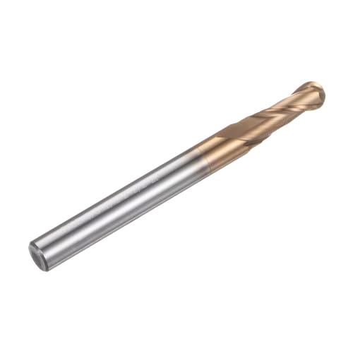 Image of HARFINGTON Ball Nose End Mill 2 Flute 7 /32 inch Diameter 1 /4 inch Shank Tungsten Carbide TICN Coated Spiral CNC Router Bits 5 /8 inch Cutting Length Single End Ball Cutting Tool for Carving Engraving