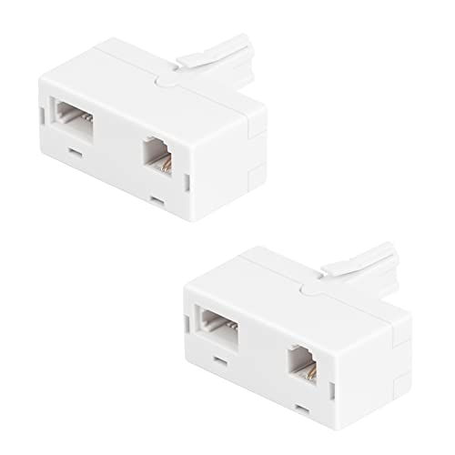 Uvital RJ11 to BT Phone Adapter - Standard Plug to Socket Converter, 2-Pack Wireless Female to Male, for 6P4C Telephone, Fax Machine