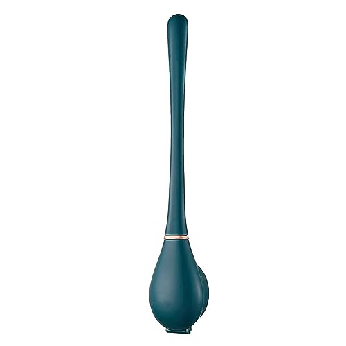 BURLOE Silikon Klobürste Mit Flachem Und Biegsamem Kopf, Flexible Toilettenbürste Aus Silikon, Moderne WC Bürste Für Die Wandmontage Ohne Bohren Mit Chnell Trocknendem Ständer,Blau,2pcs
