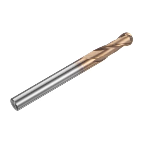Image of HARFINGTON Ball Nose End Mill 2 Flute 1 /4 inch Diameter 1 /4 inch Shank Tungsten Carbide TICN Coated Spiral CNC Router Bits 3 /4 inch Cutting Length Single End Ball Cutting Tool for Carving Engraving