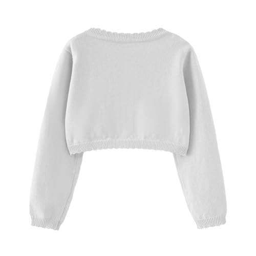 Image of Girls Bolero Cardigan Sweater Toddler Kids Long Sleeve Button Knit Shrug Cropped Cover Up Jacket Tops