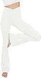 TOPYOGAS Women's Casual Bootleg Yoga Pants V Crossover High Waisted Flare Workout Pants Leggings White