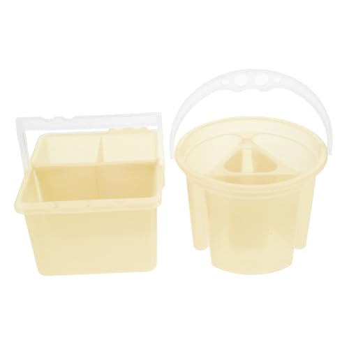 LIFKOME 2Pcs Watercolor Brush Washer Reusable Paint Brush Holder with Handle Compact Paint Bucket for DIY and Artists for Cleaning and Mixing Paints