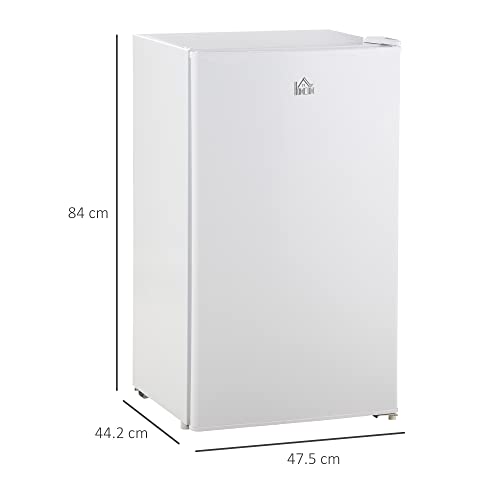 HOMCOM-91-Litre-Freestanding-Under-Counter-Fridge-with-Chiller-Box-Reversible-Door-Adjustable-Thermostat-475cm-Wide-Noise-Level-Decibels-40-White