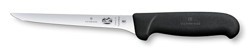 Victorinox Fibrox Ausbeinmesser, Scharfes Küchenmesser für Fleisch und Geflügel, 15 cm, Gerade Klinge, Flexibel, Scharf, Rostfreier Stahl, Schwarz