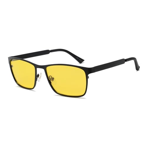 Polarized Photochromic Sunglasses Night Driving Glasses for Men, Retro Rectangular Yellow Shades2
